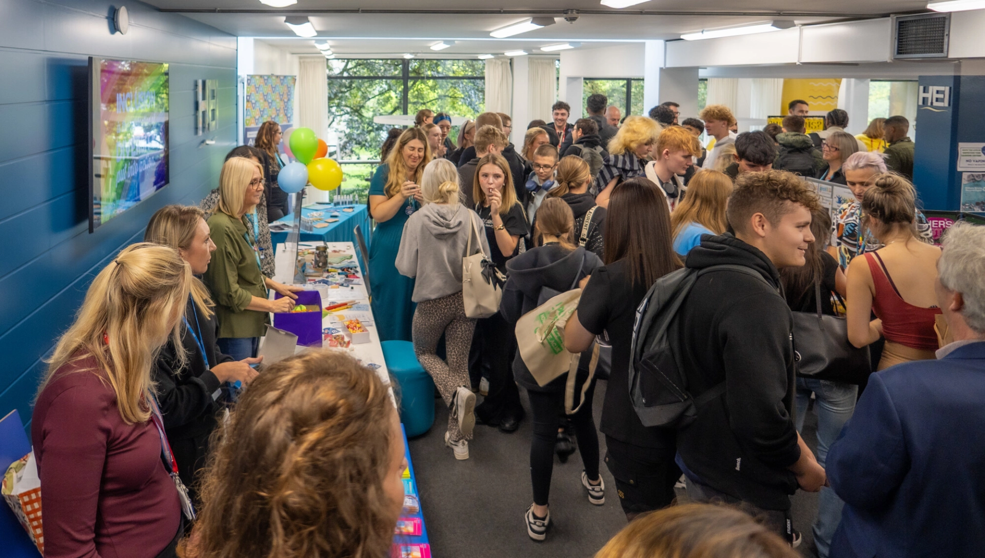 group of students at freshers fair in Worcester