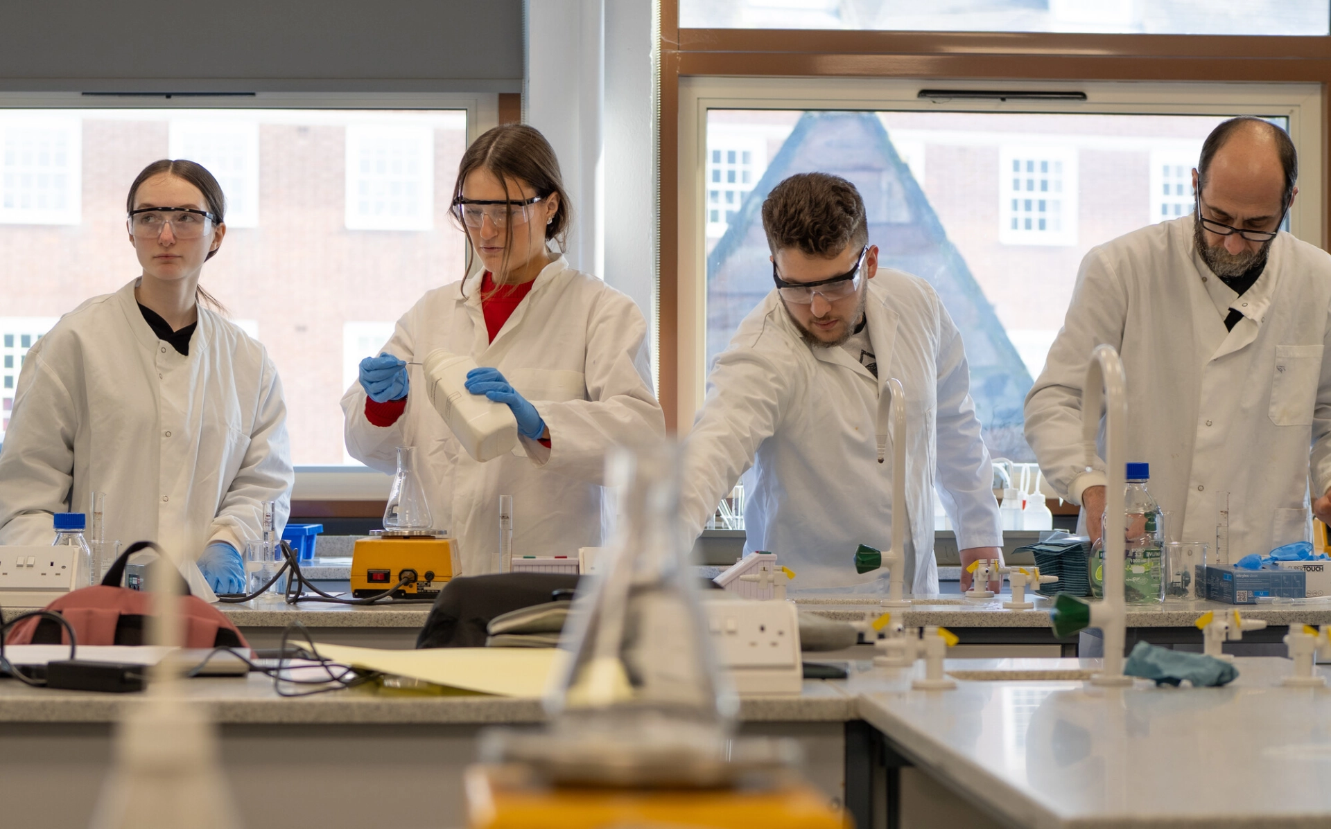 students working in science lab