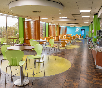 Worcester canteen with chairs and tables set out