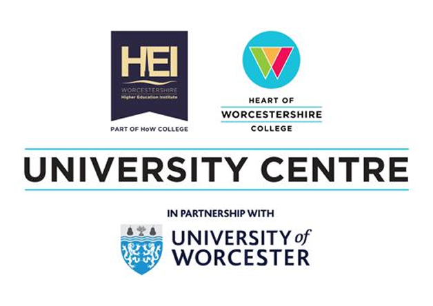 HE Worcestershire, HoW College and University of Worcester logos