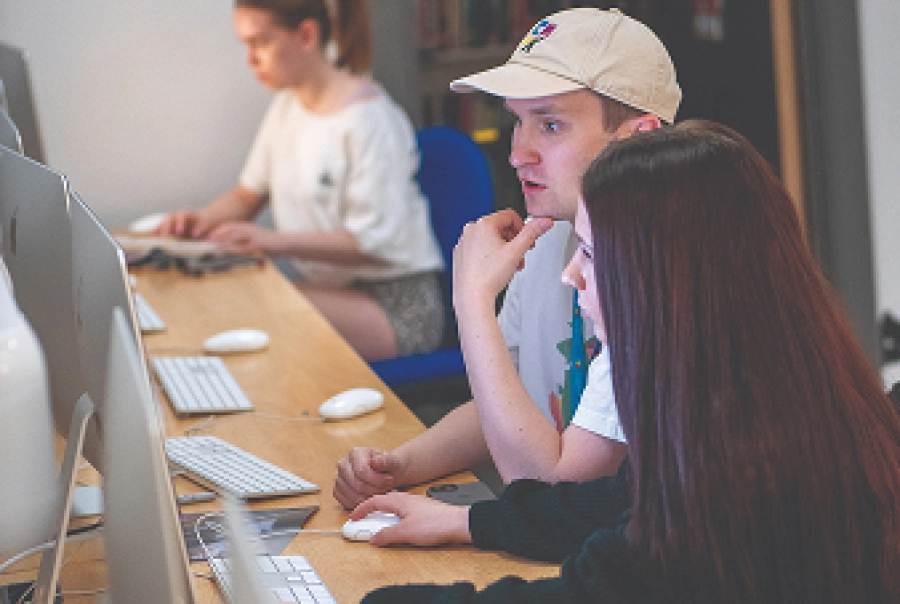 Students at computers
