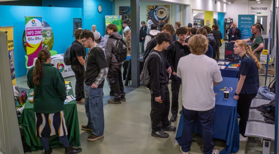 Students talking to employers