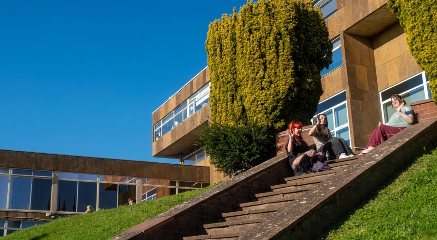 Students in front of Worcester campus