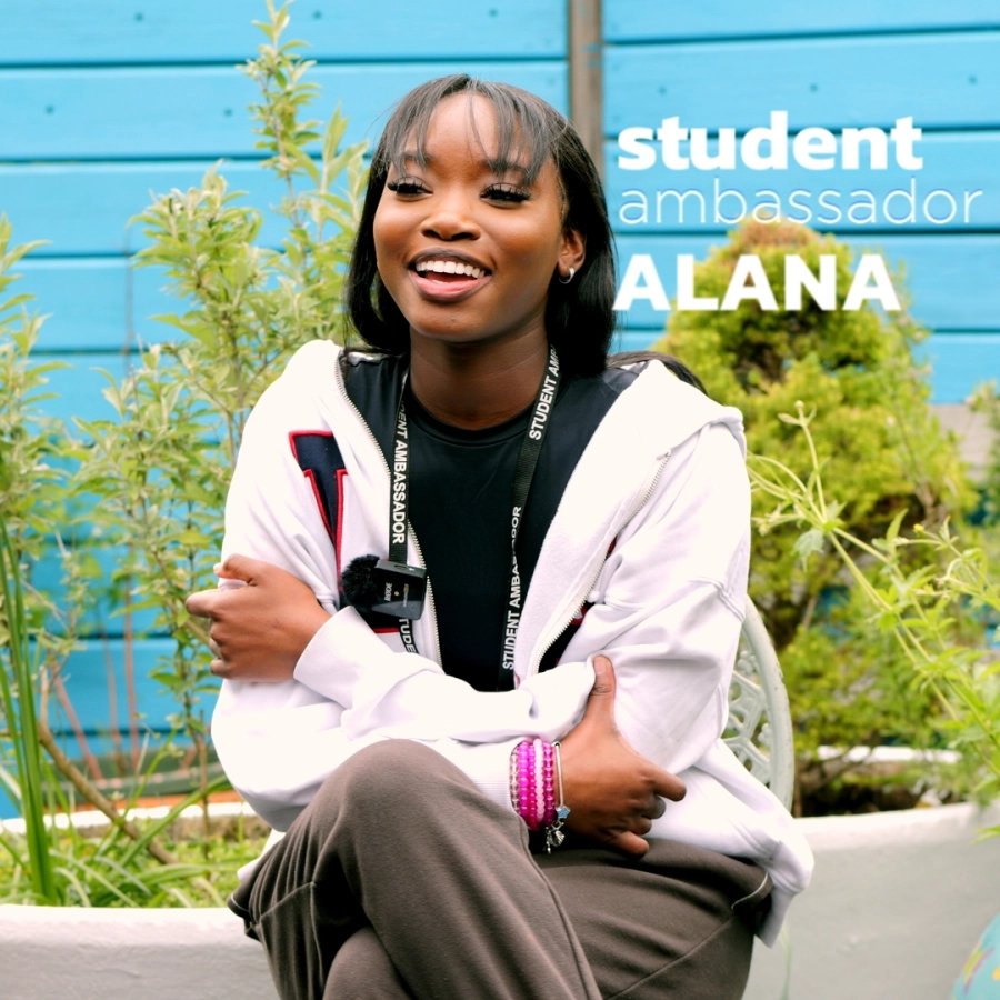 A picture of one of HoW Colleges student ambassadors Alana who is mid talking
