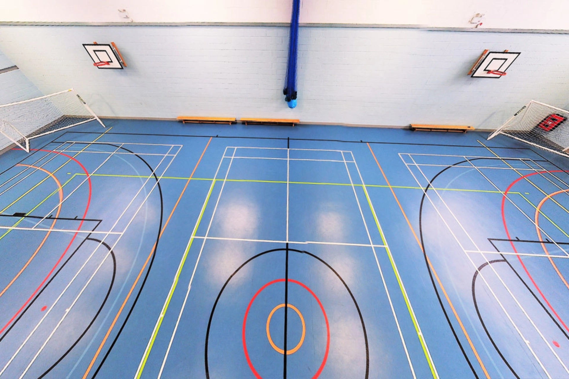 Picture of empty sports hall from above