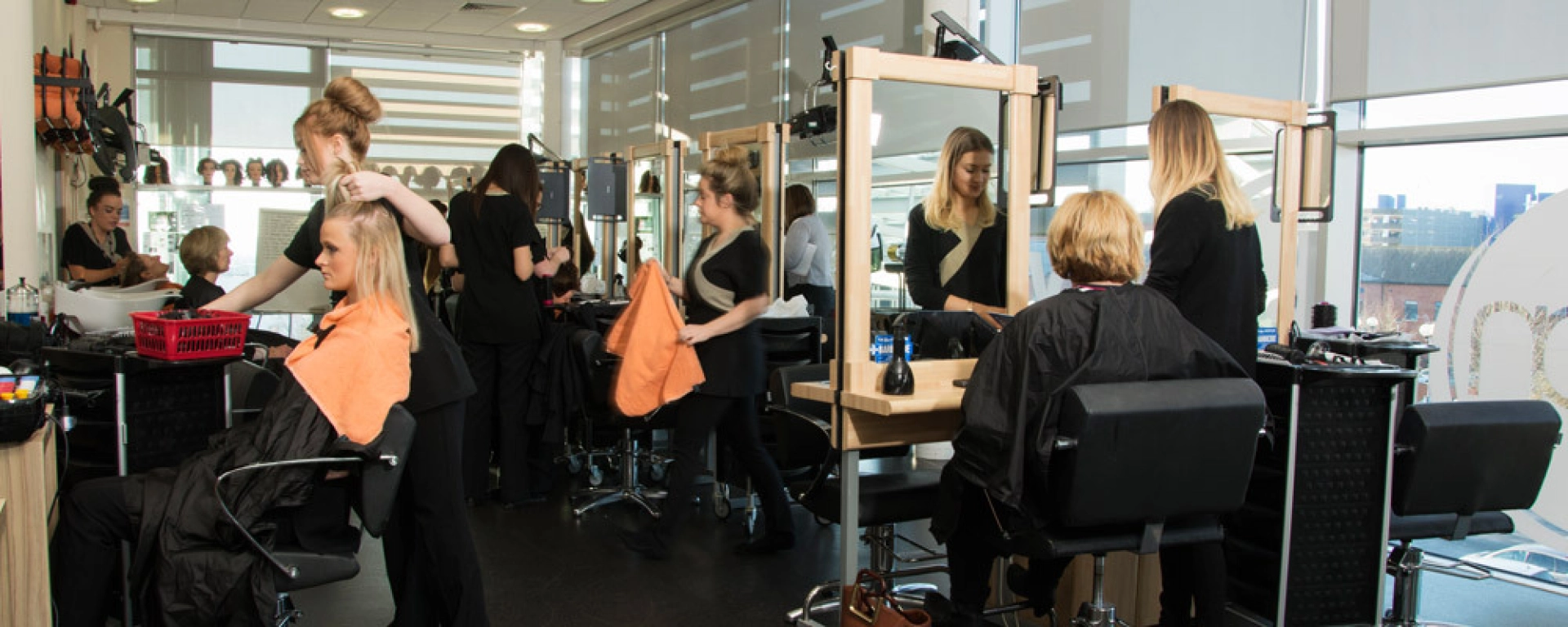 Students working on clients