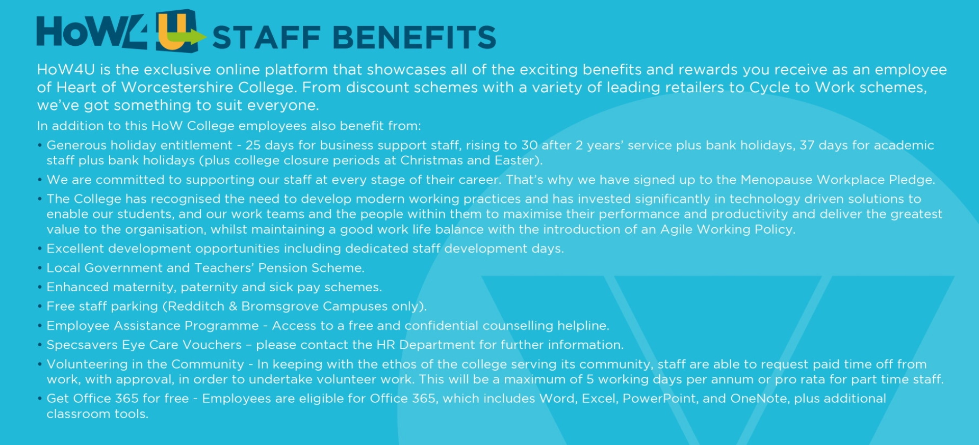 HoW College staff benefits